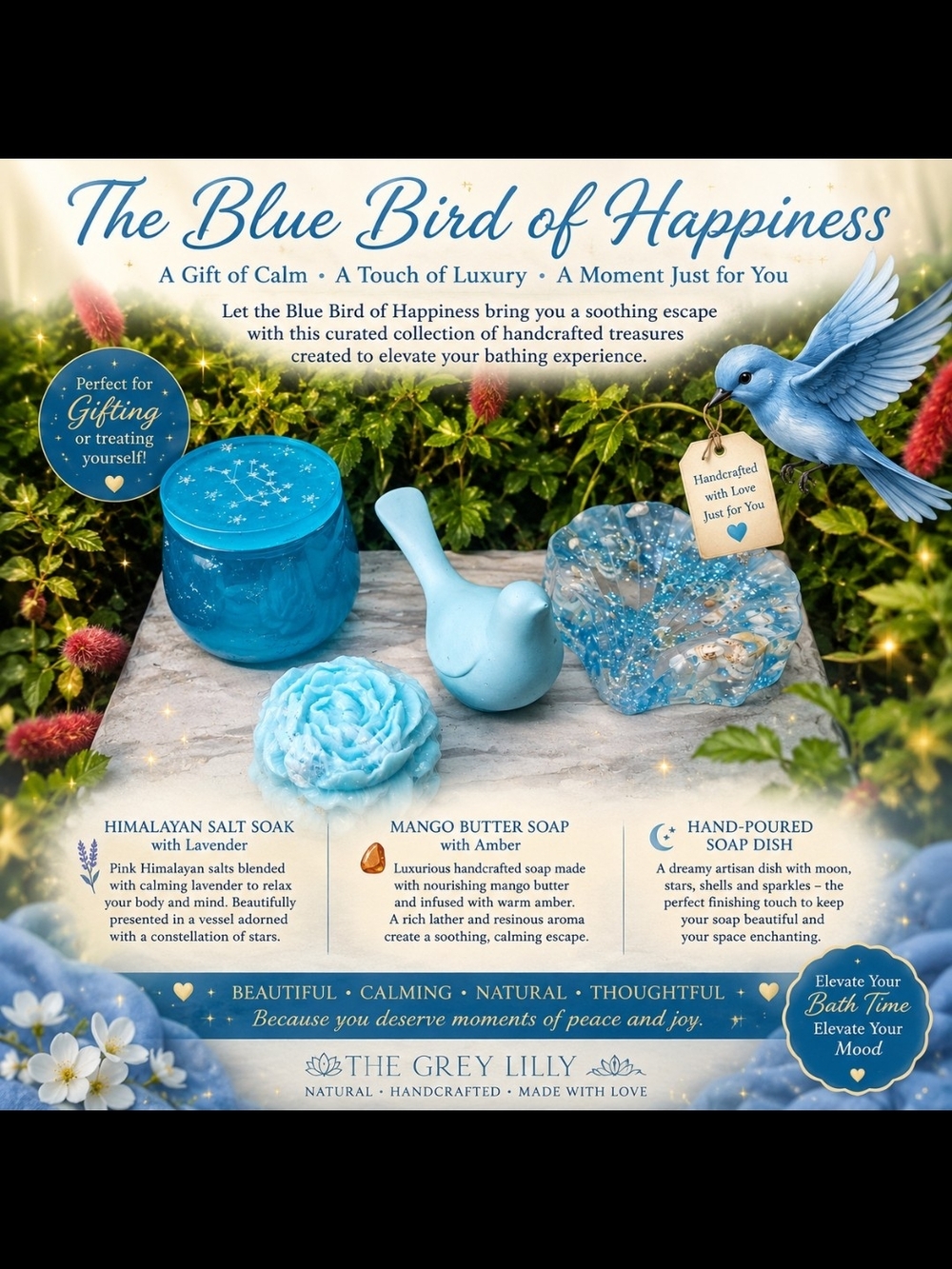Blue Bird of Happiness Bath Set - Blue